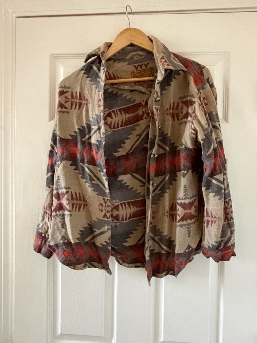 Vintage Beige Aztec Print Button-down Shirt